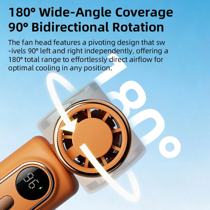 Portable Mini Fan Handheld Cooling Turbo Small Fan 5 Speed 3000mAh LED Display 180° Adjustable Clip USB Rechargeable Fans New