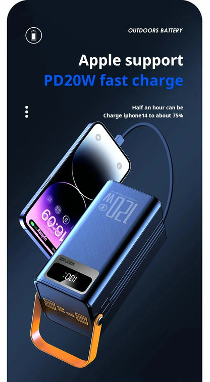 High Capacity 30000mAh / 60000mAh Power Bank, 120W Quick Charge External Battery Pack with LED Light for Phone Laptop